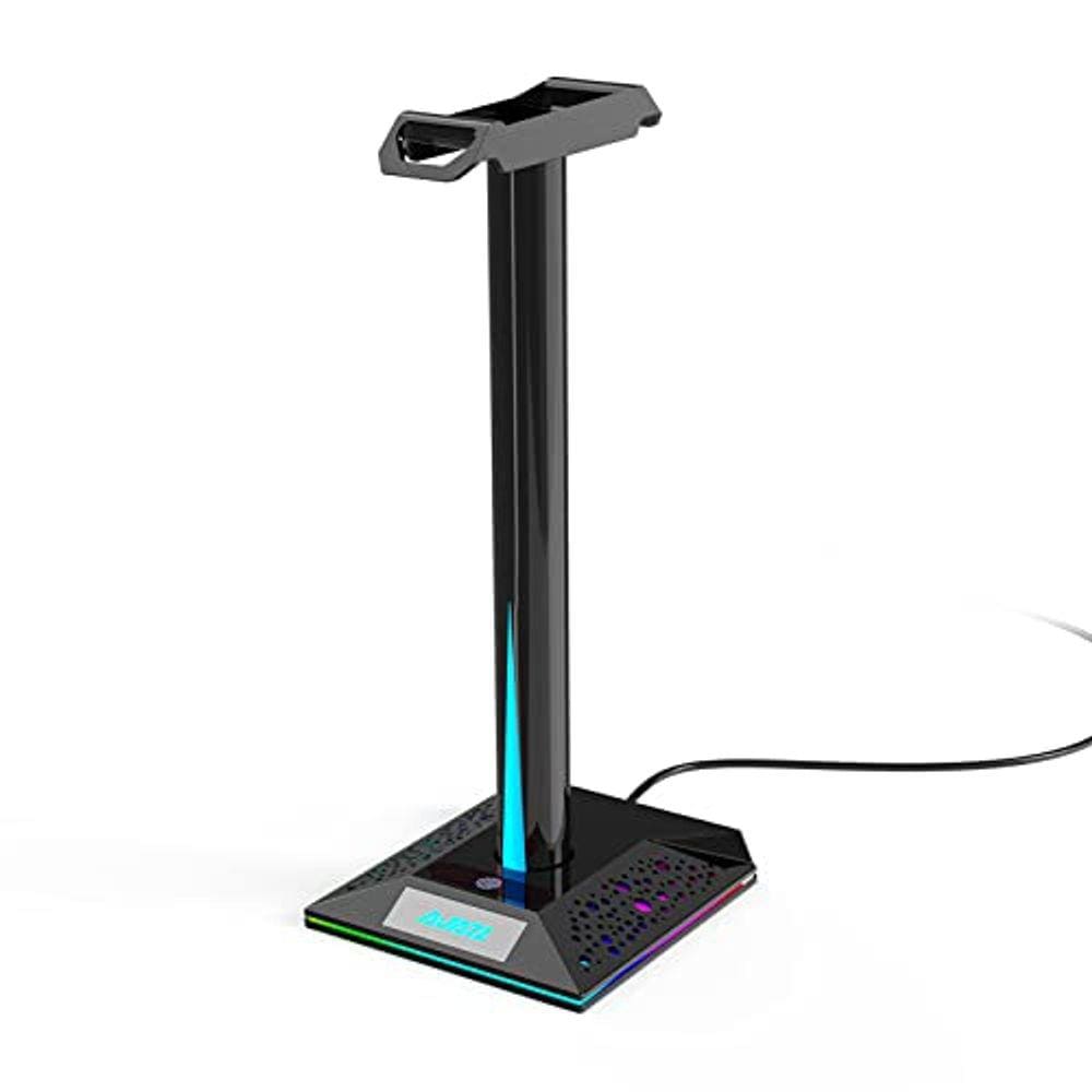 Suporte de fone de ouvido EB01, portas USB AUX 14, iluminação preta