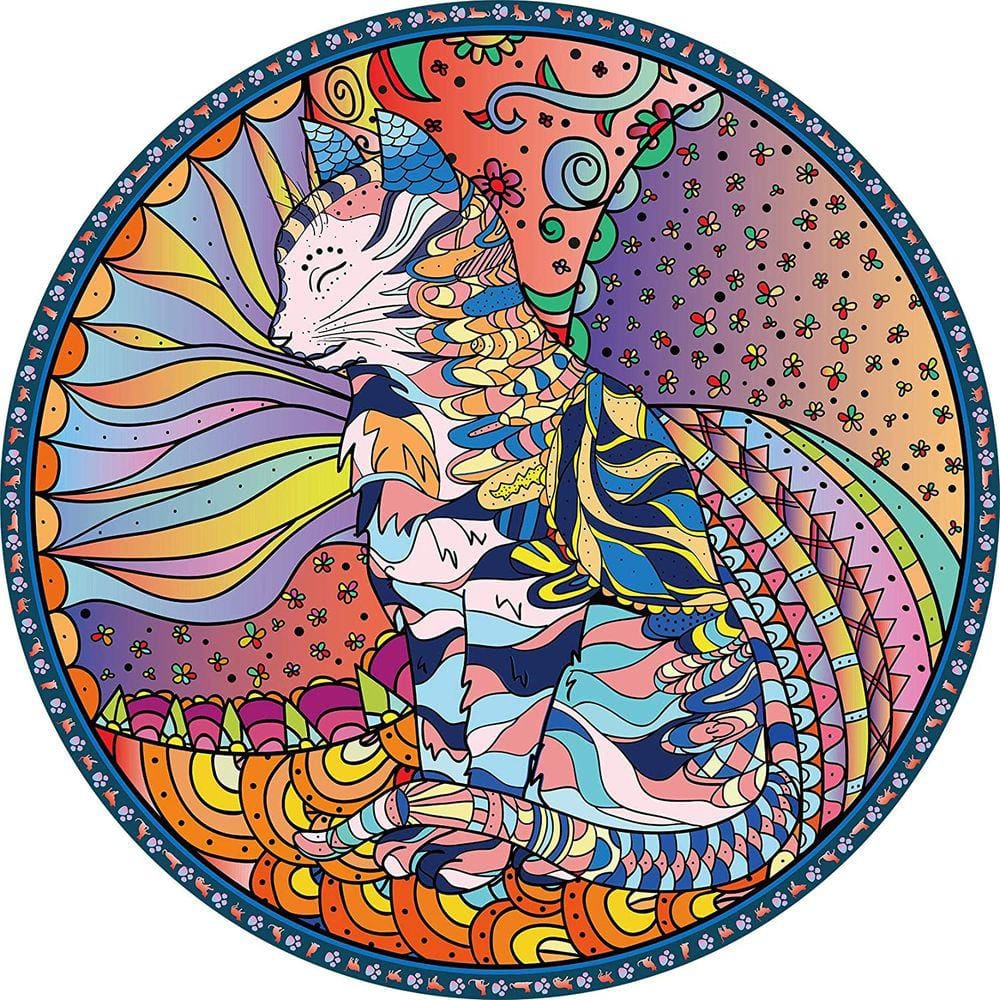 Quebra-cabeça Mandala Cat Animal, 1000 peças, Color Challenge