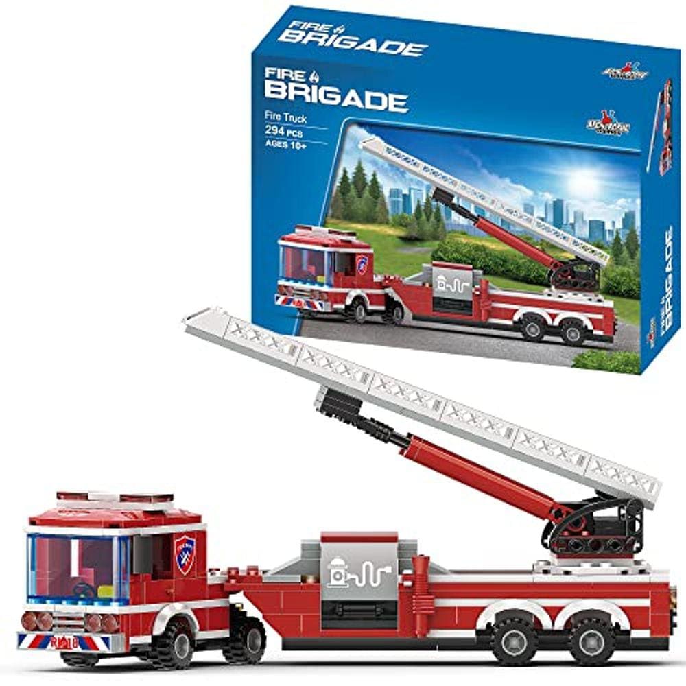 Conjunto de construção de caminhão de bombeiros, 294 peças