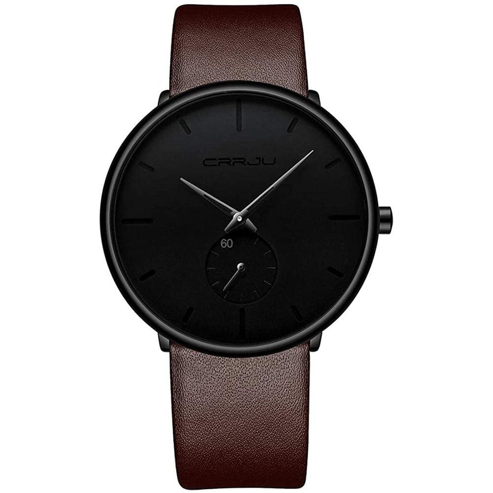 Relógio de pulso impermeável minimalista ultrafino - vestido masculino com pulseira de couro
