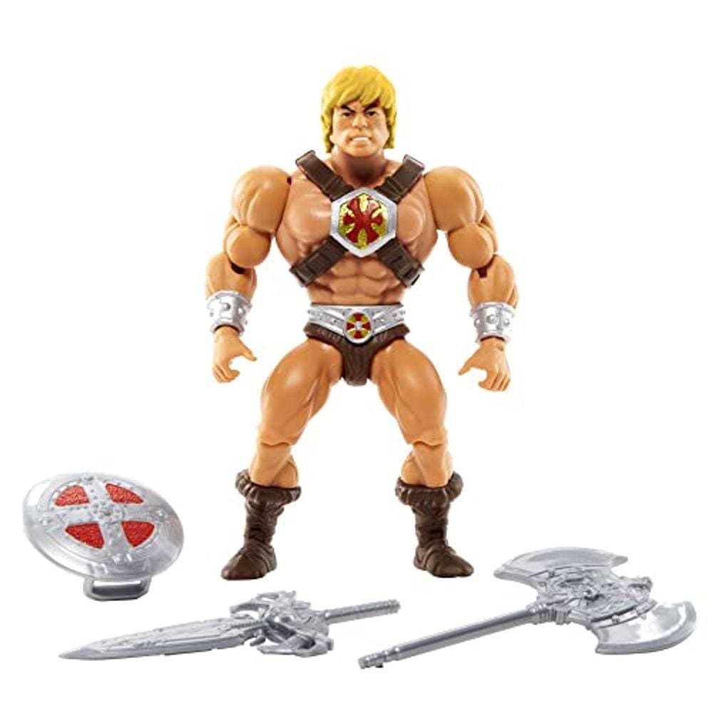 Boneco de ação He-Man, posável com acessório e mini revista em quadrinhos