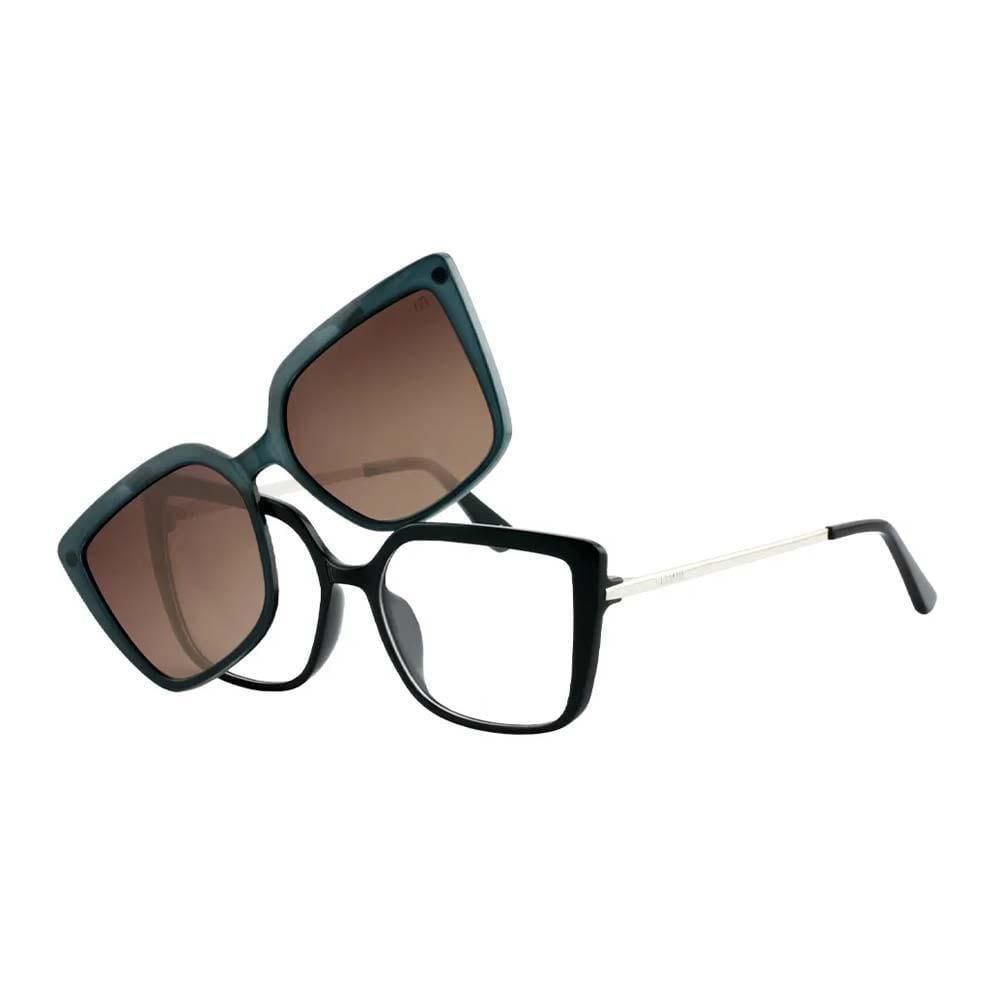 Óculos de Sol Carmim Clip-on Acetato Preto G Feminino