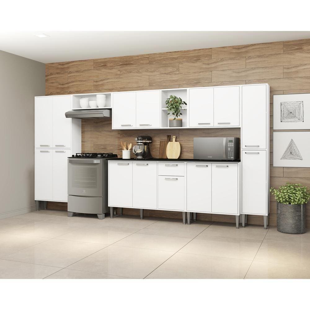 Cozinha Compacta Multimóveis Xangai Blues Fg3155 Com Armário E Balcão Branca