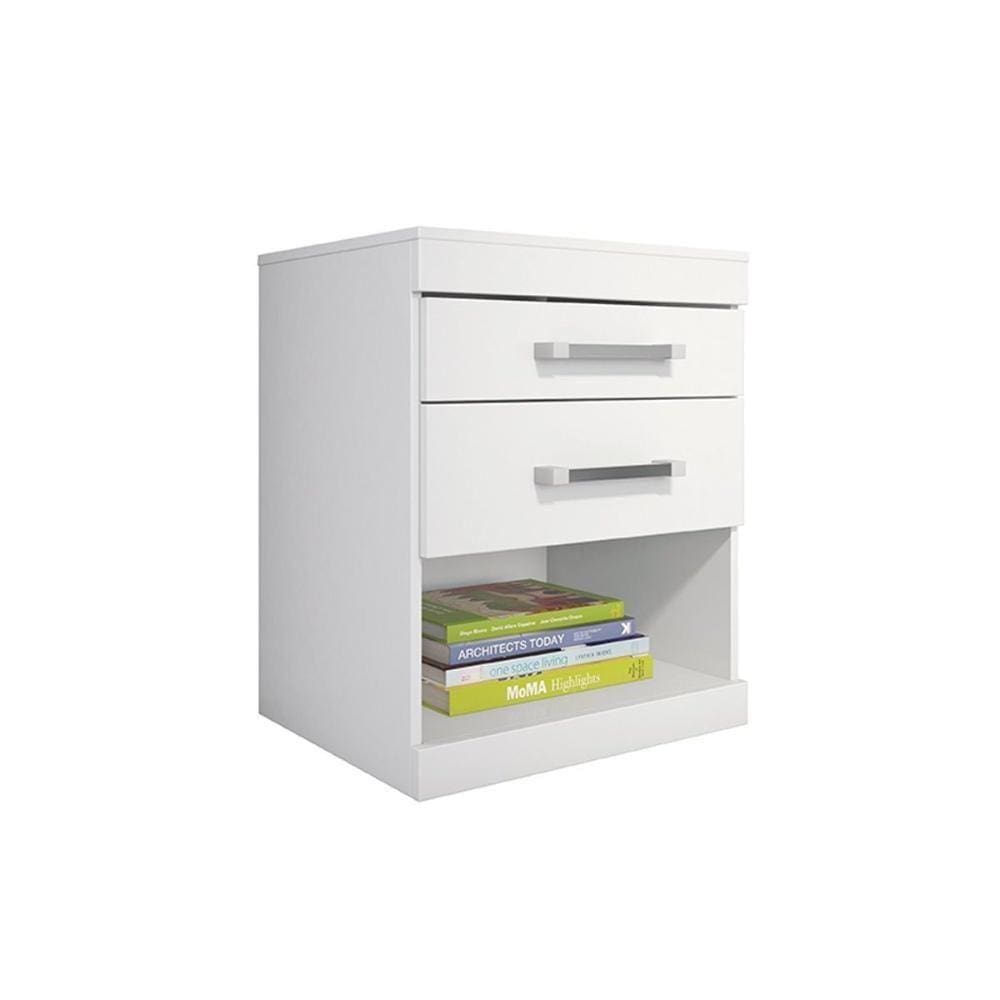 Mesa De Cabeceira Solteiro Havana C/2 Gavetas Branco - Santos Andirá