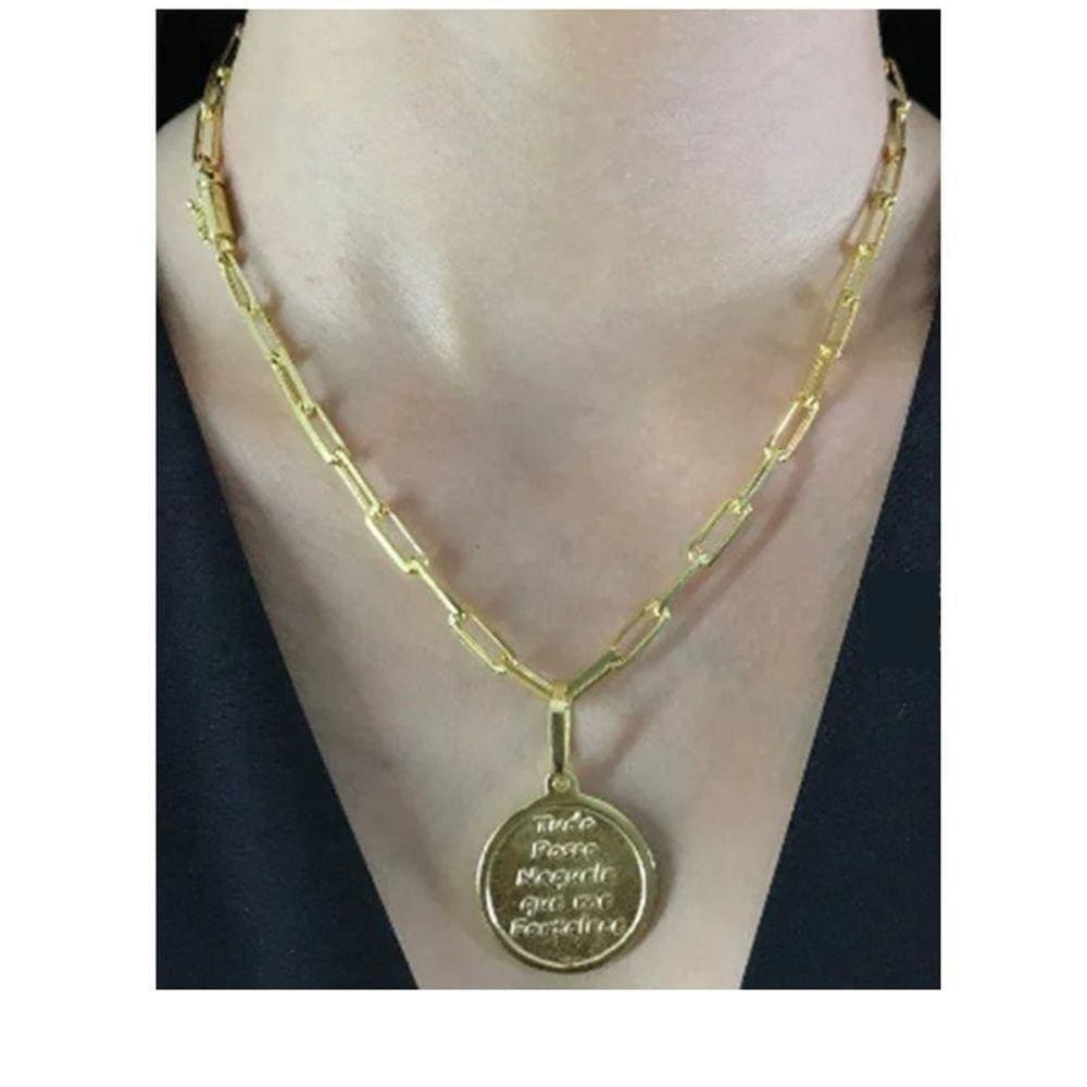 Cordão De Quina + Pingente De Moeda Antiga Estiloso Corrente