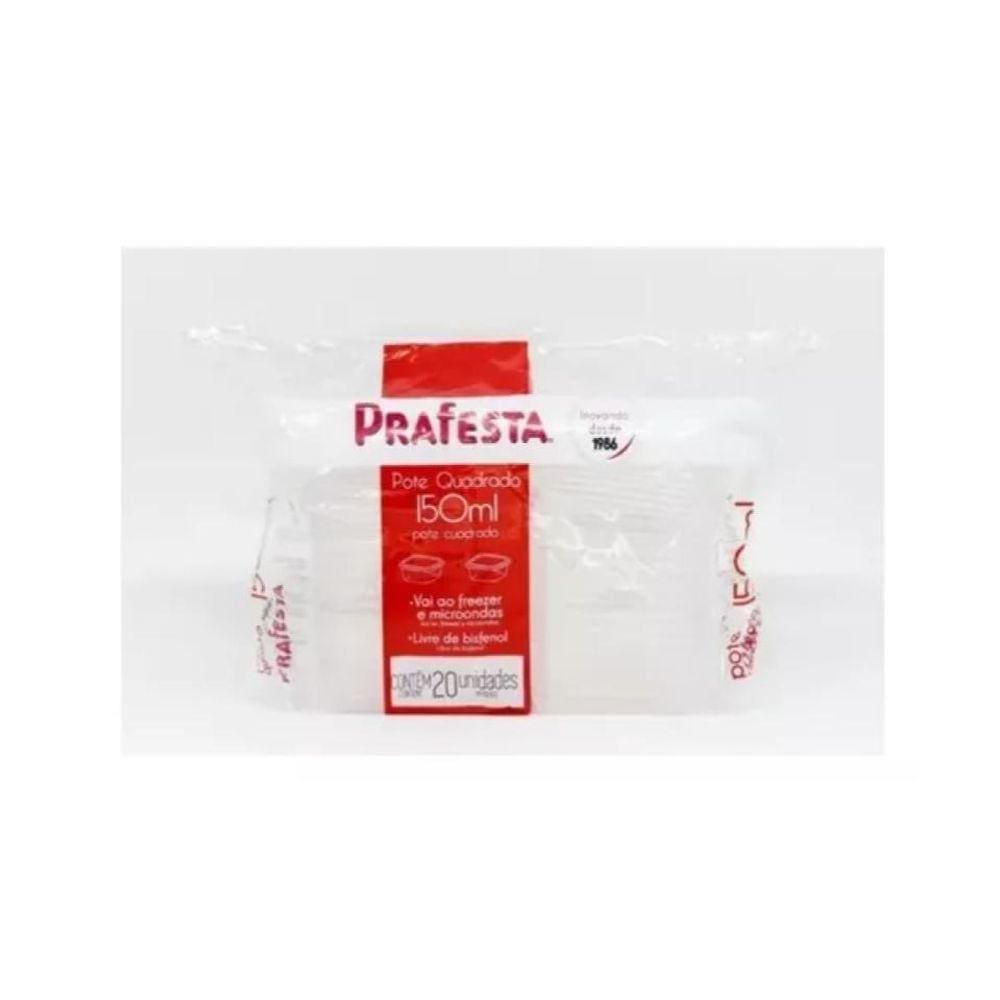 Pote Quadrado C/tampa 150ml Prafesta