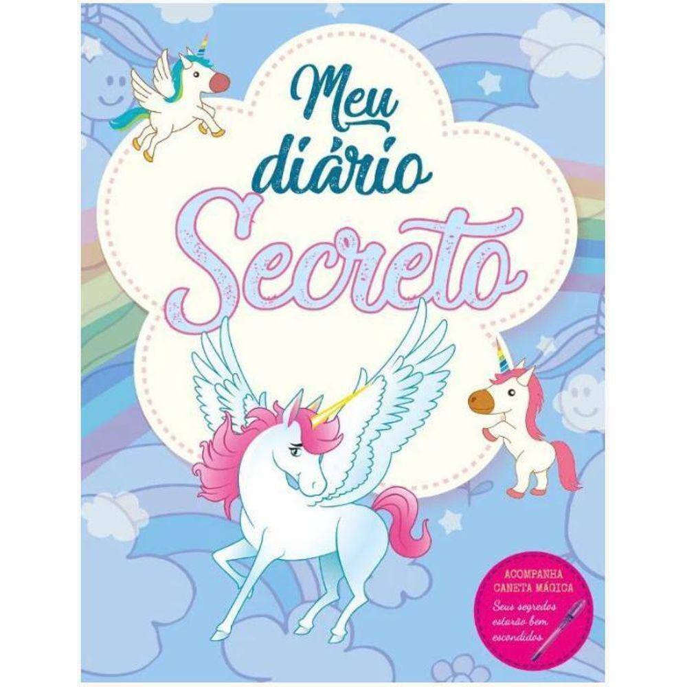 Diário Secreto Unicórnio Azul - Caneta Mágica - 60 Páginas