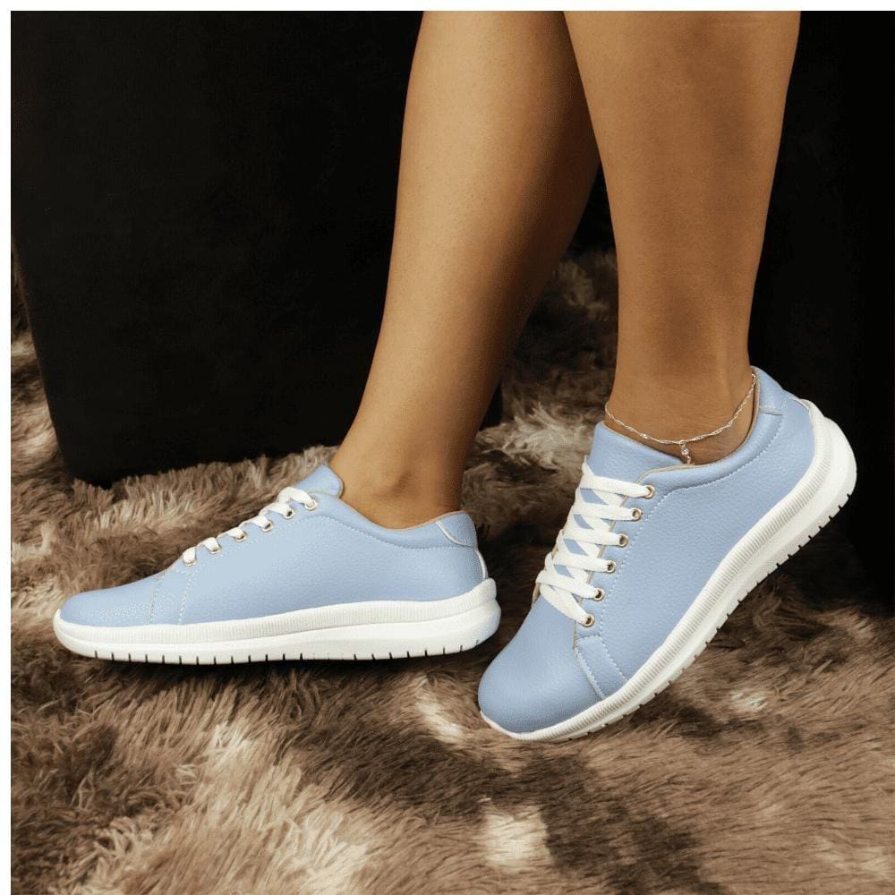 Tênis Feminino Casual de Amarração O Calçado Leve e Versátil que Você Procura Azul