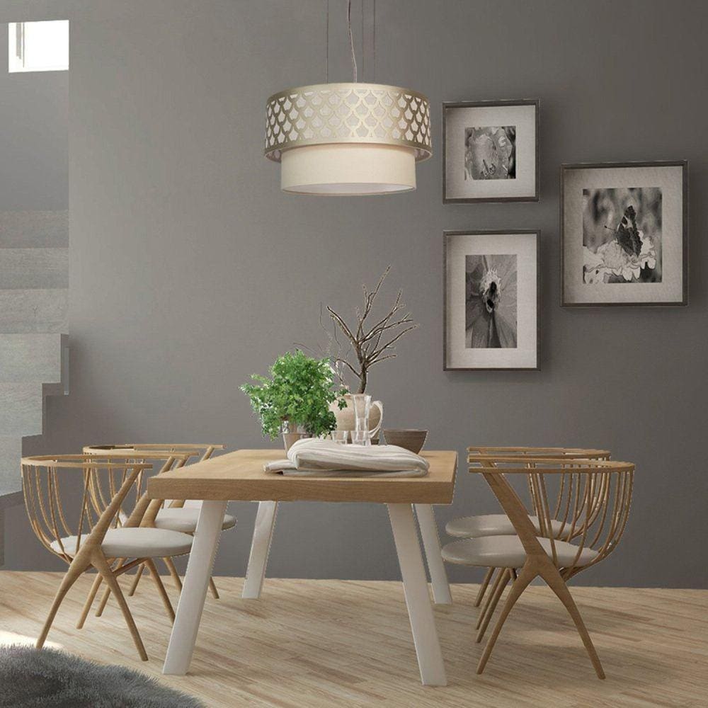 Luminária de Teto Pendente 50x25cm Trama Cúpula Dupla Bronze