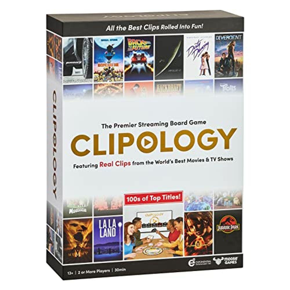 Jogo de clipologia - Tabuleiro de streaming, clipes reais de filmes e programas de TV