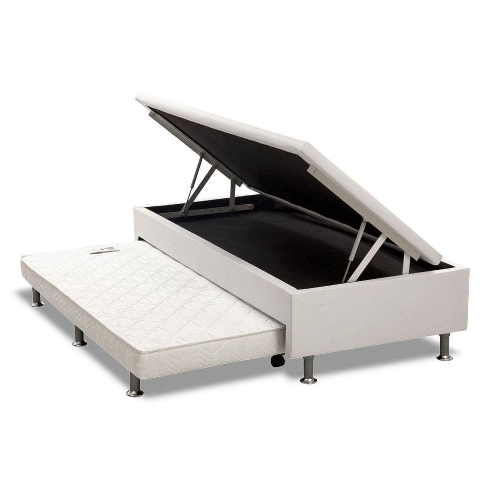 Cama Box Bau Com Auxiliar Espuma Dupla Solteiro Corino