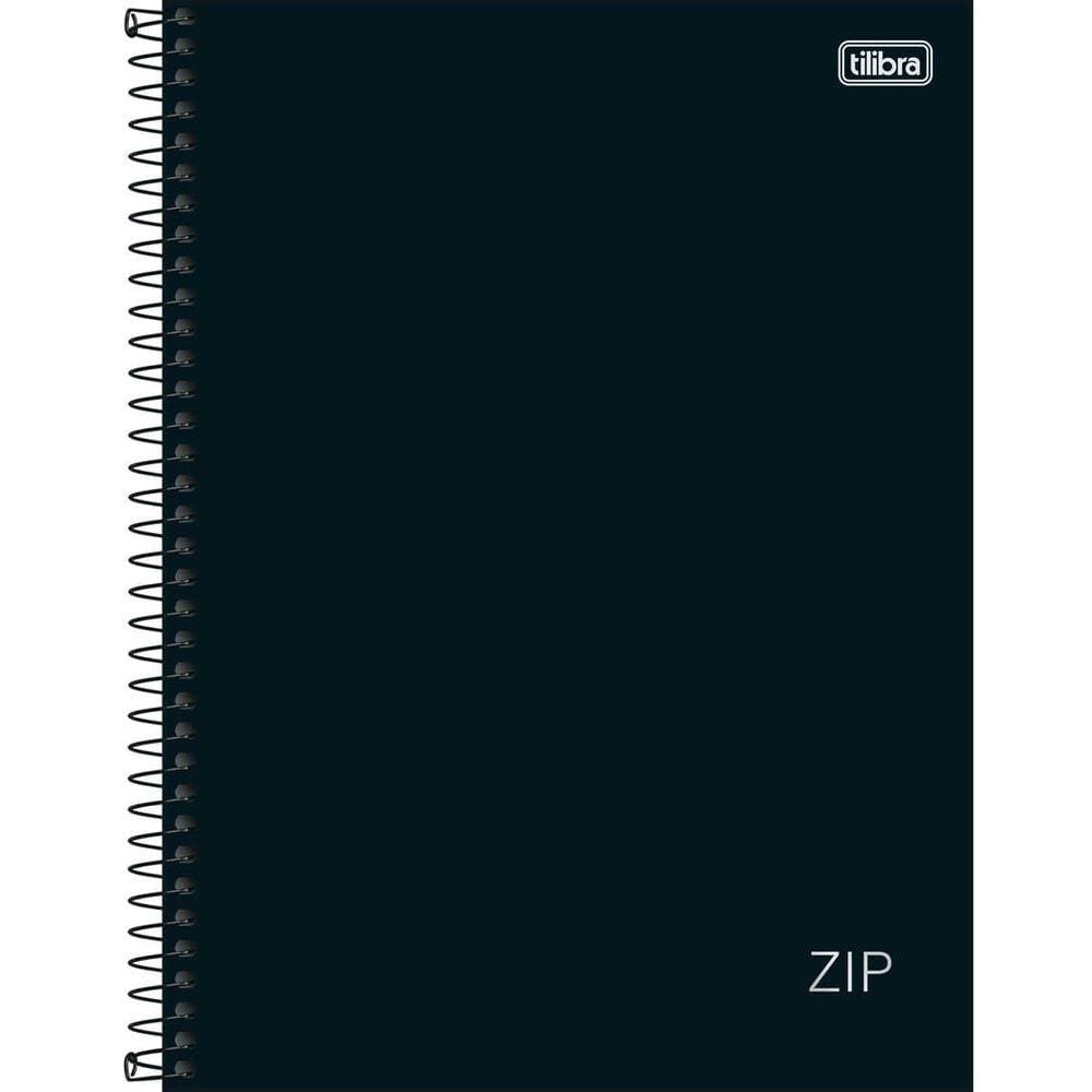 Caderno Espiral Capa Dura  Universitário 1 Matéria (80 Folhas) ou 10 Matérias (160 Folhas) Zip Preto Tilibra