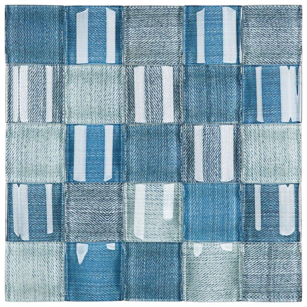 Pastilha de Vidro Patchwork 30x30cm Azul