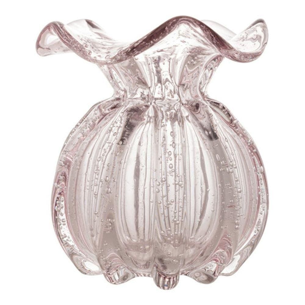 Vaso De Vidro Murano Italy Rosa Claro 11,5x13cm