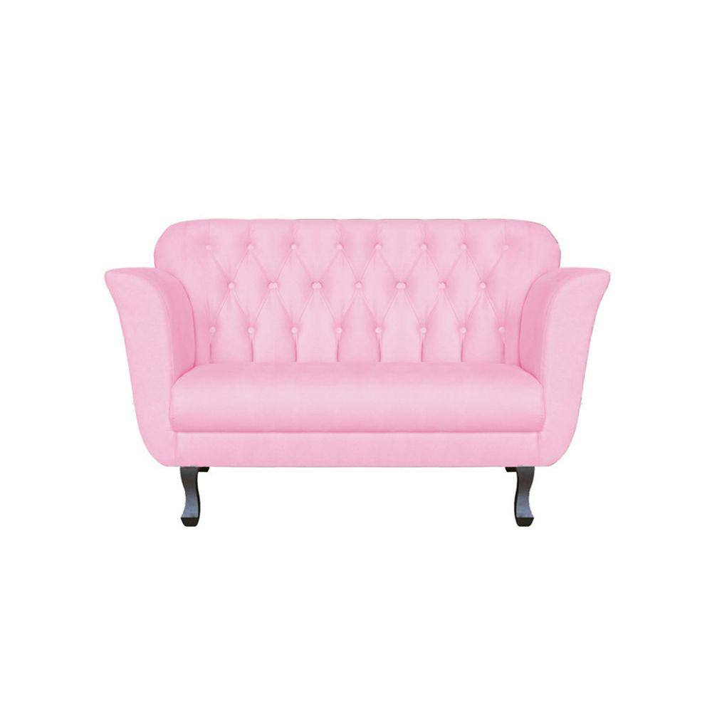 Namoradeira Decorativa Dália Suede Rosa Bebê 2 Lugares Pés Madeira Ms Decor