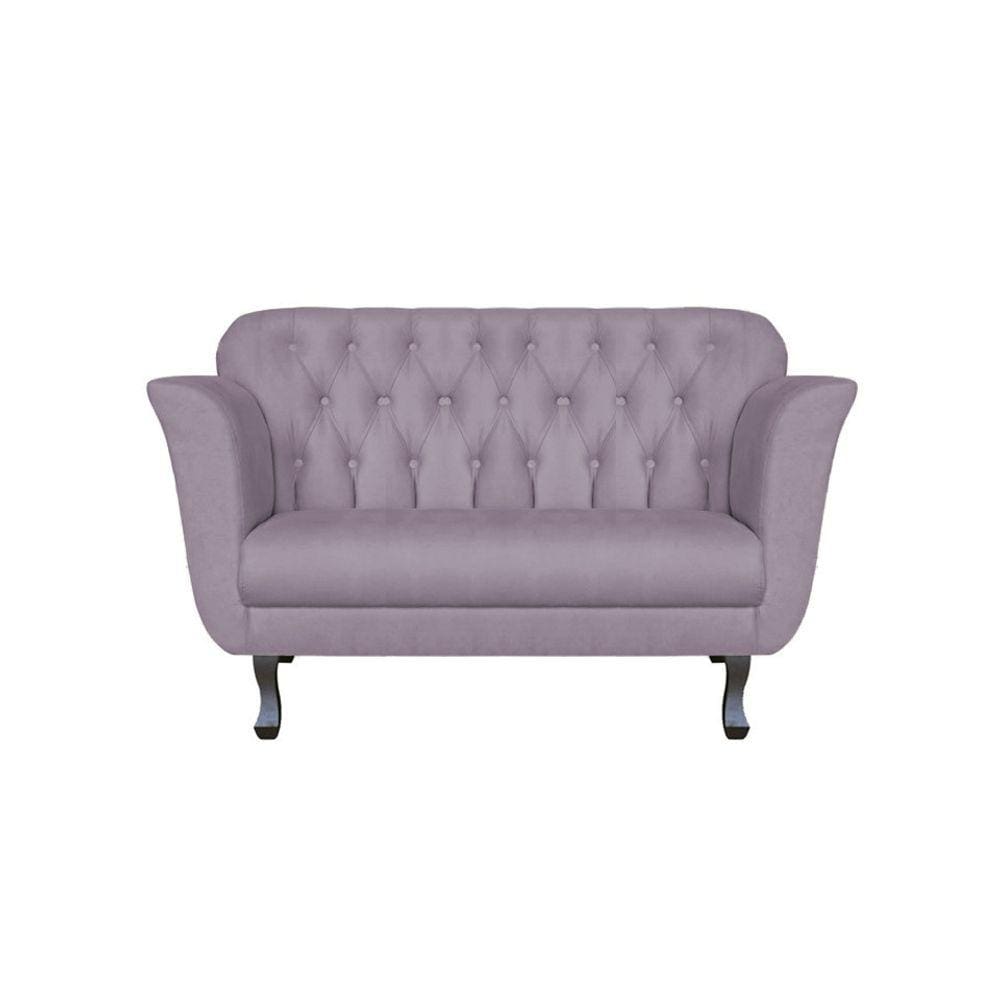Namoradeira Decorativa Dália Suede Rosê 2 Lugares Pés Madeira Ms Decor