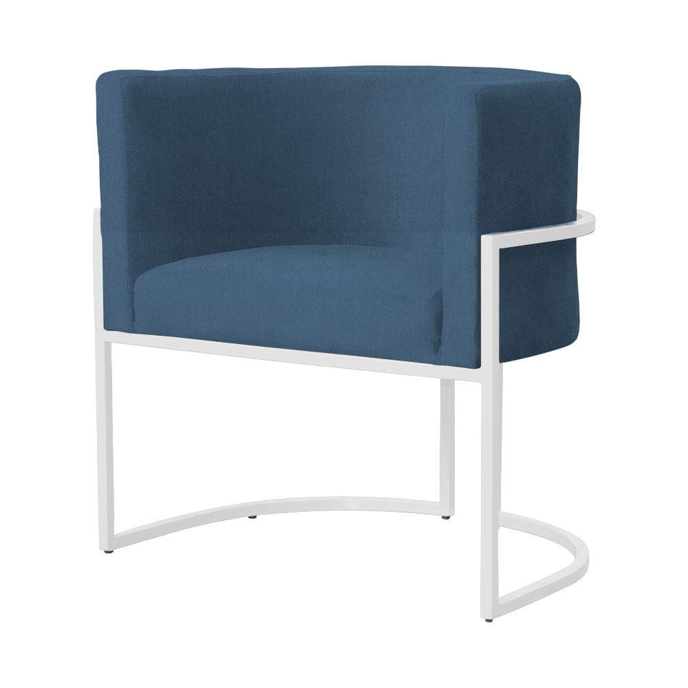 Poltrona Decorativa Luana Suede Azul Royal Base Branca Ms Decor