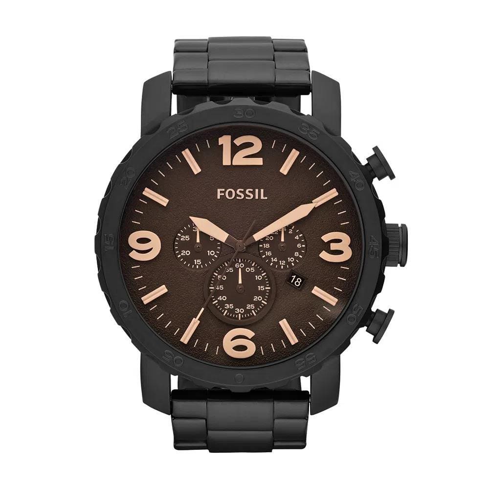 Relógio Fossil Masculino Ref: Jr1356/4mn Cronógrafo Oversized Black