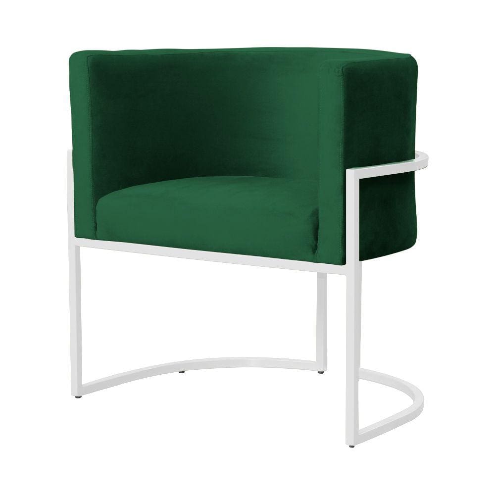 Poltrona Decorativa Luana Veludo Verde Base Branca Ms Decor