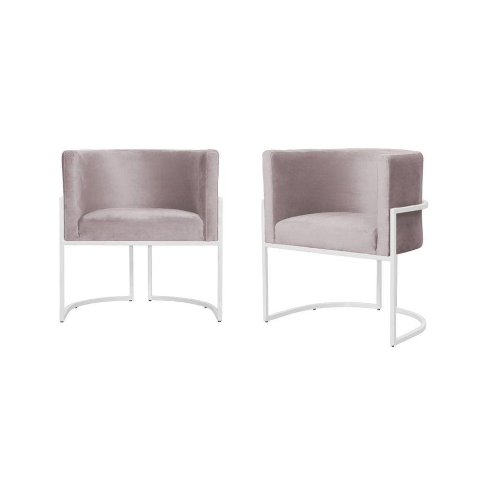 Kit 2 Poltronas Decorativa Luana Veludo Rosê Base Branca Ms Decor