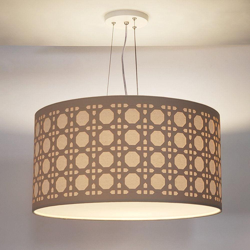 Luminária de Teto Pendente Palha 50x25cm Bege