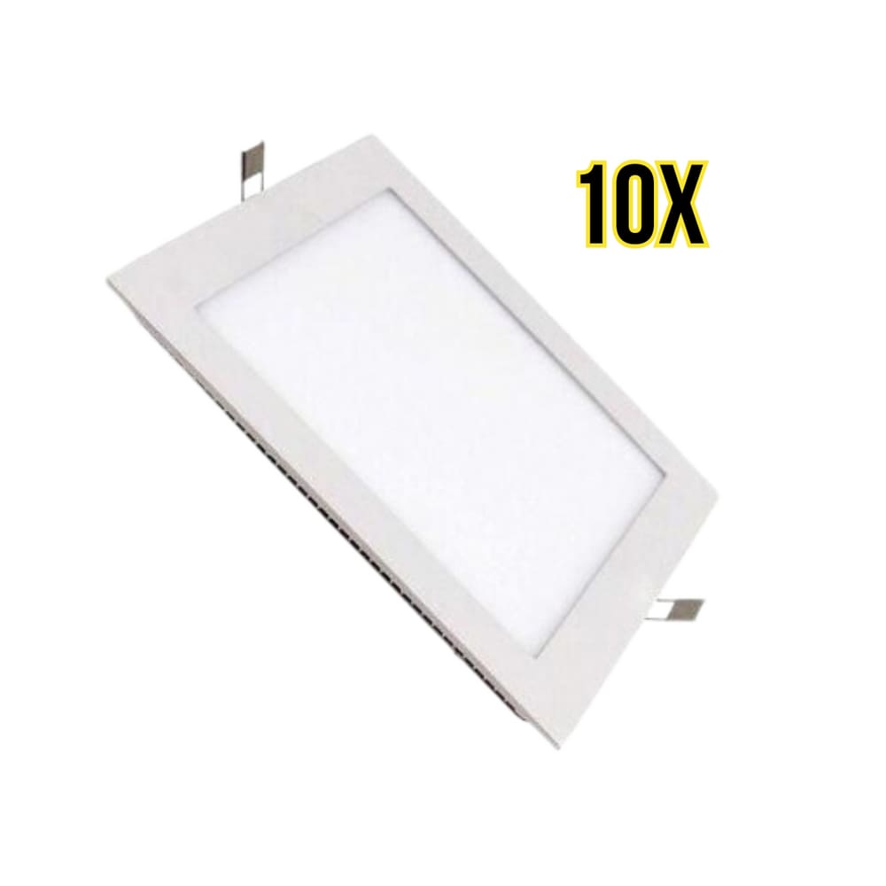 Kit C/10 Peças Painel Plafon Led Embutir Quadrado 18w 6.4k Branco Frio Ourolux