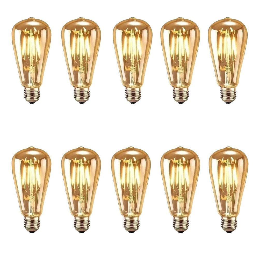 Kit 10 Lâmpadas Filamento Led Bivolt 4W 2200K Âmbar E27