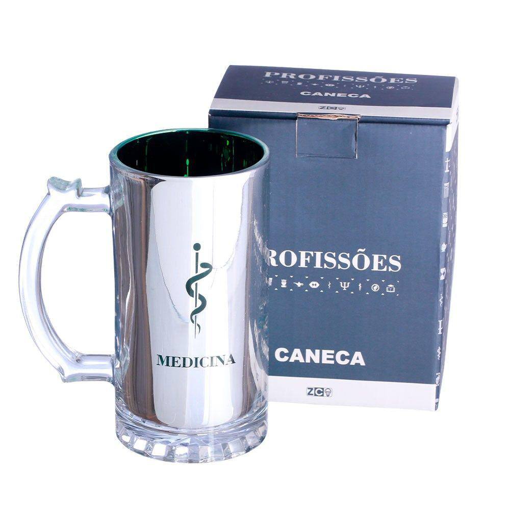 Caneca Profissões Medicina Chopp De Vidro Eletrostática 450ml