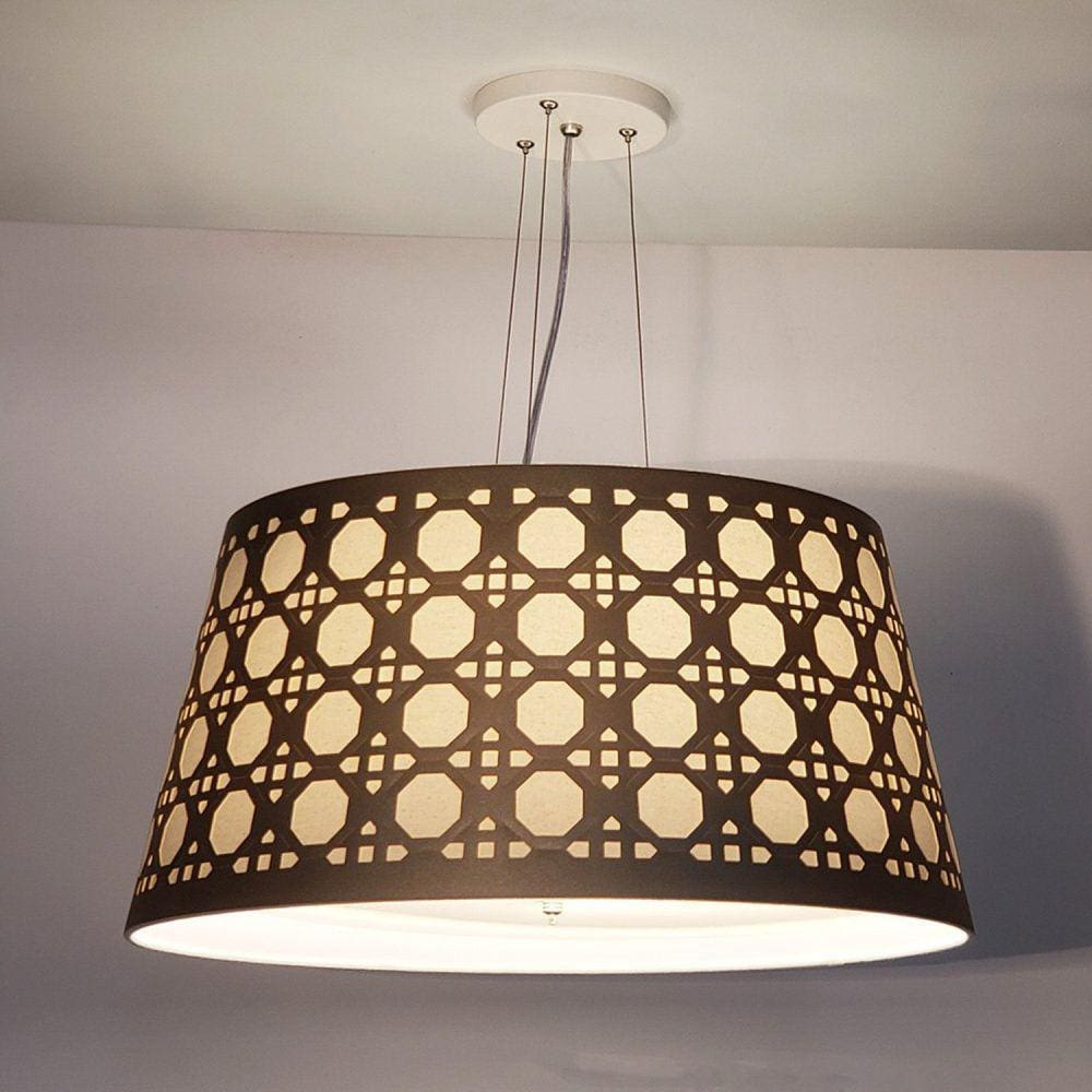Luminaria de Teto Pendente Cone Recorte Palha 50x25cm Bronze