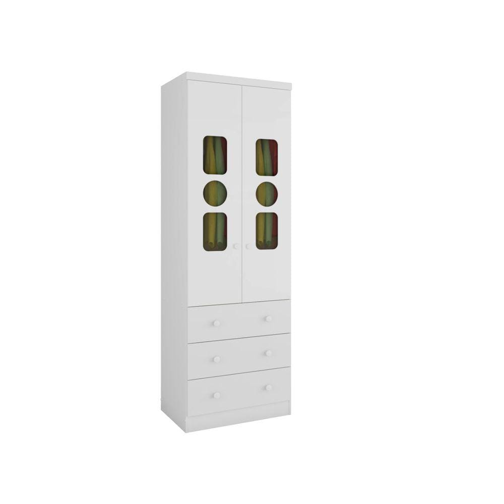 Guarda Roupa Bebê Moveis Peroba Tedy 02 portas 03 gav MDF