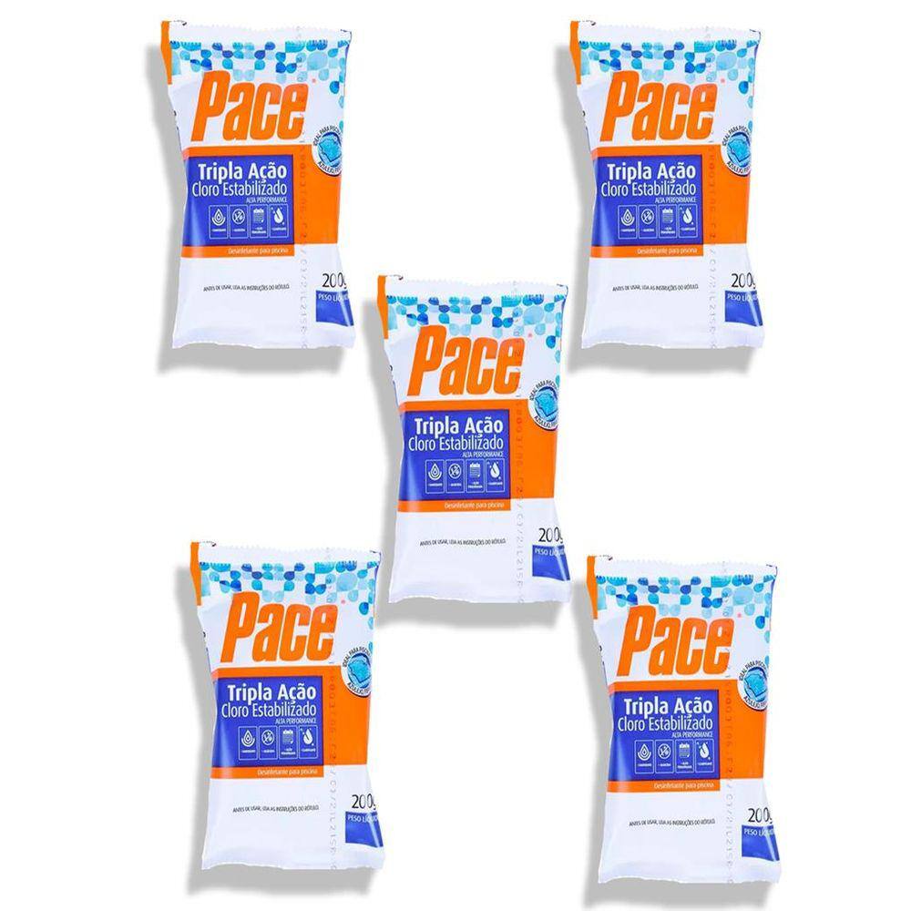 kit 5 Pastilha de Cloro Pace Tripla Ação 200g HTH P/ Piscina