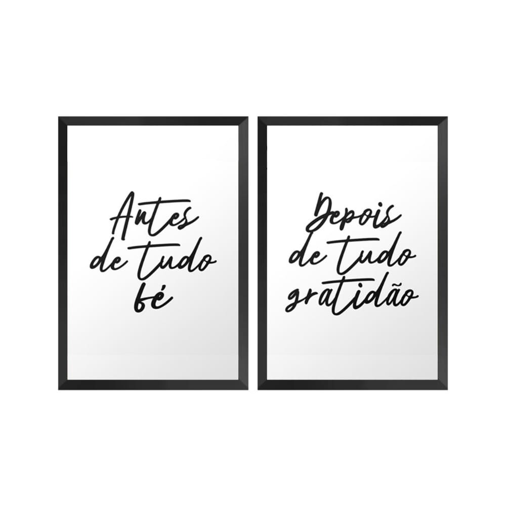 Kit 2 Quadros Decorativos Fé Moderno Gratidão Grande Sala