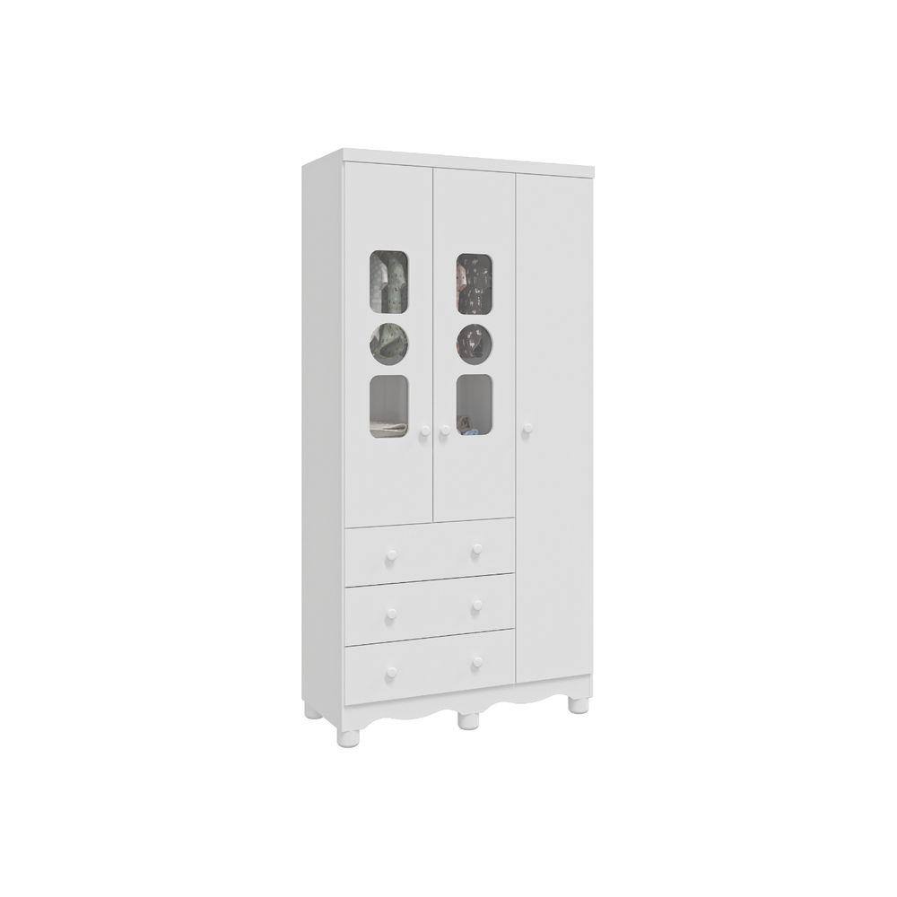 Guarda Roupa Bebê Moveis Peroba Tedy 03 portas 03 gav MDF