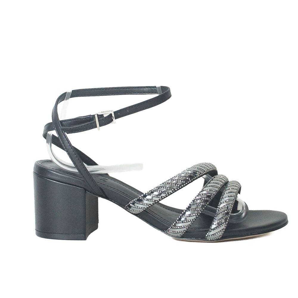Sandália Salto Bloco Preto Tiras Brilho S 20001 0808 0002 Schutz
