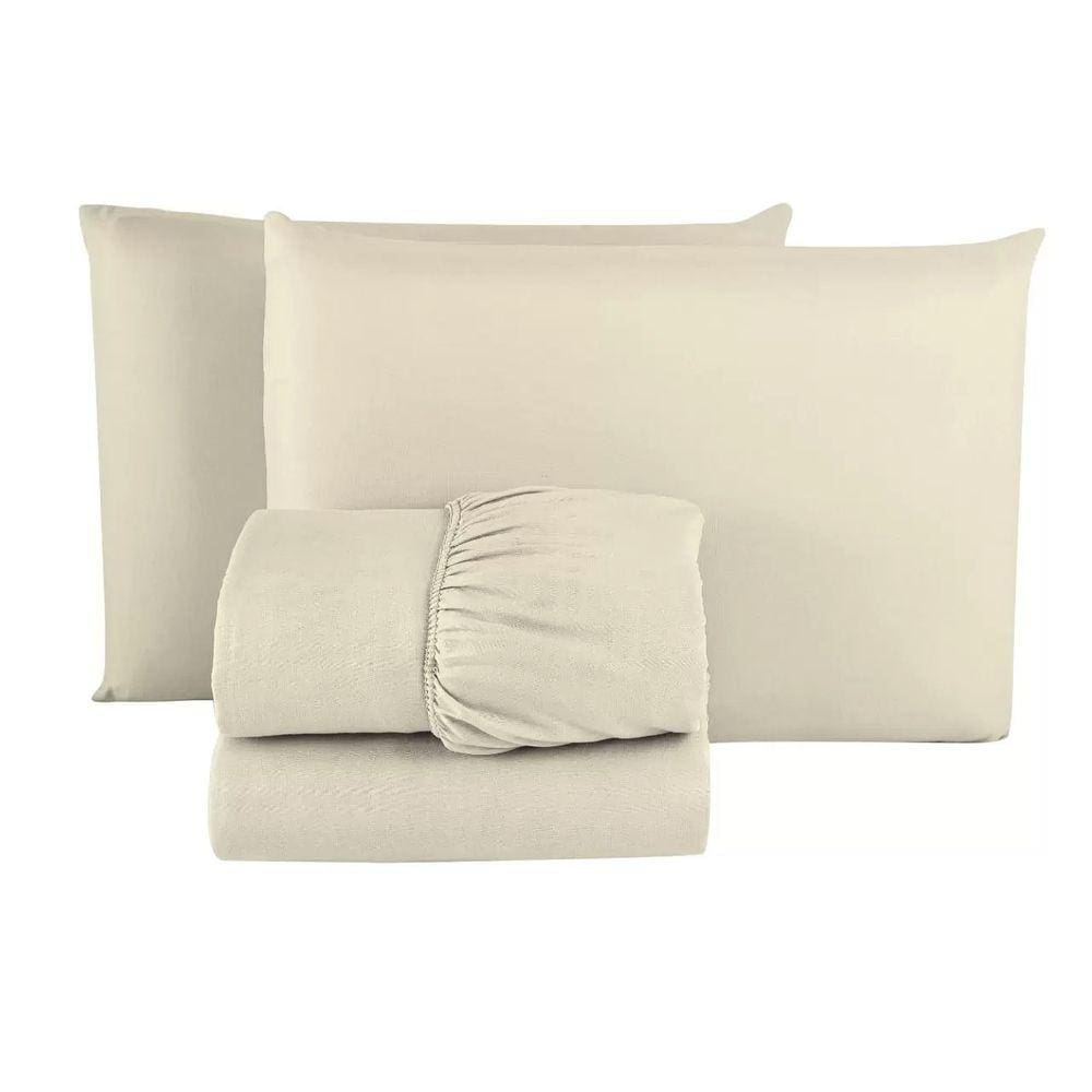 Jogo de Lençol Casal 4 peças cama Microfibra Elástico 30cm