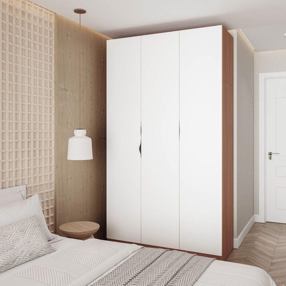 Guarda Roupa Modulado 3 Portas com Cabideiro Hera CabeCasa MadeiraMadeira Louro/Branco Geada/Preto