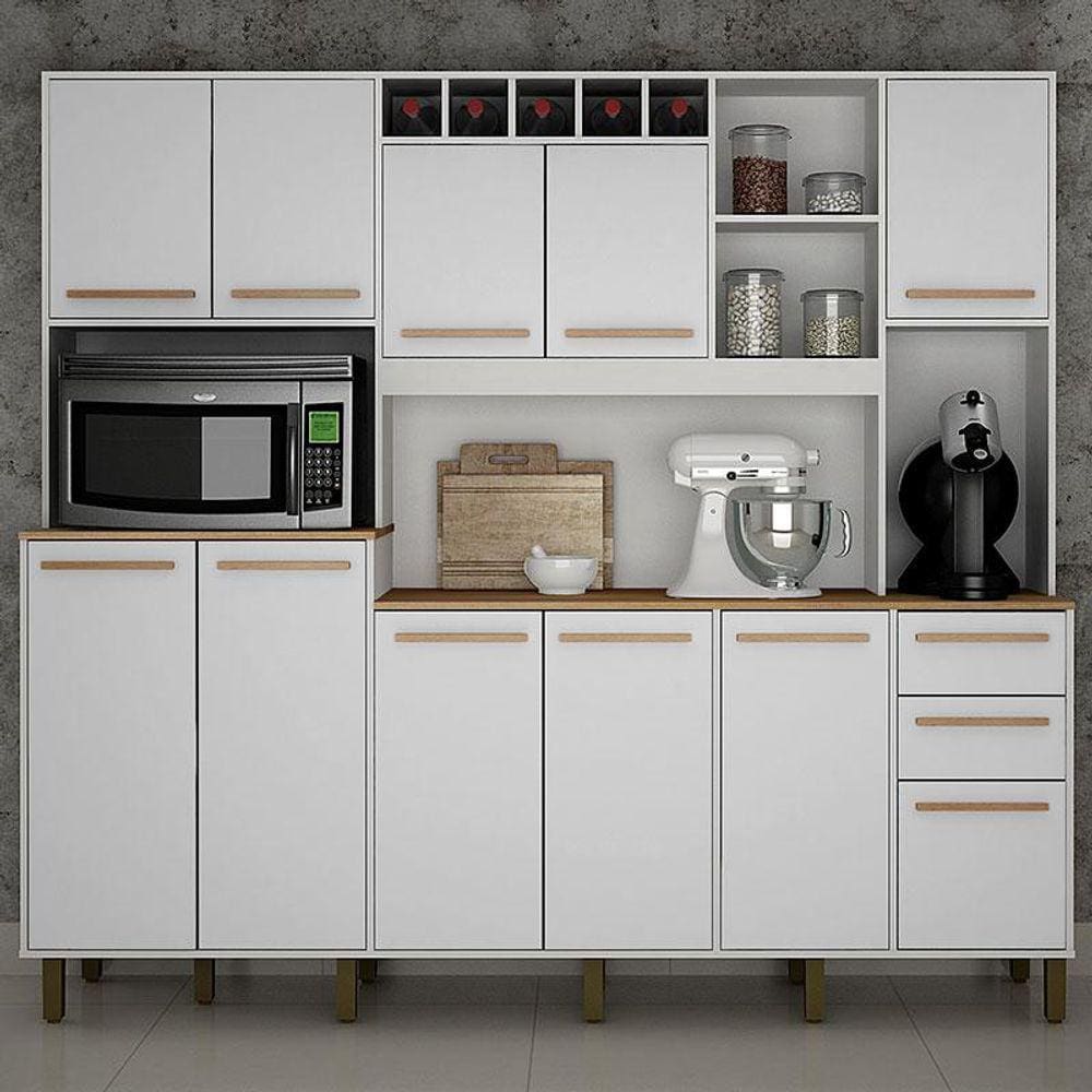 Armário de Cozinha Ambiente Petra Branco Cinamomo - Valdemóveis