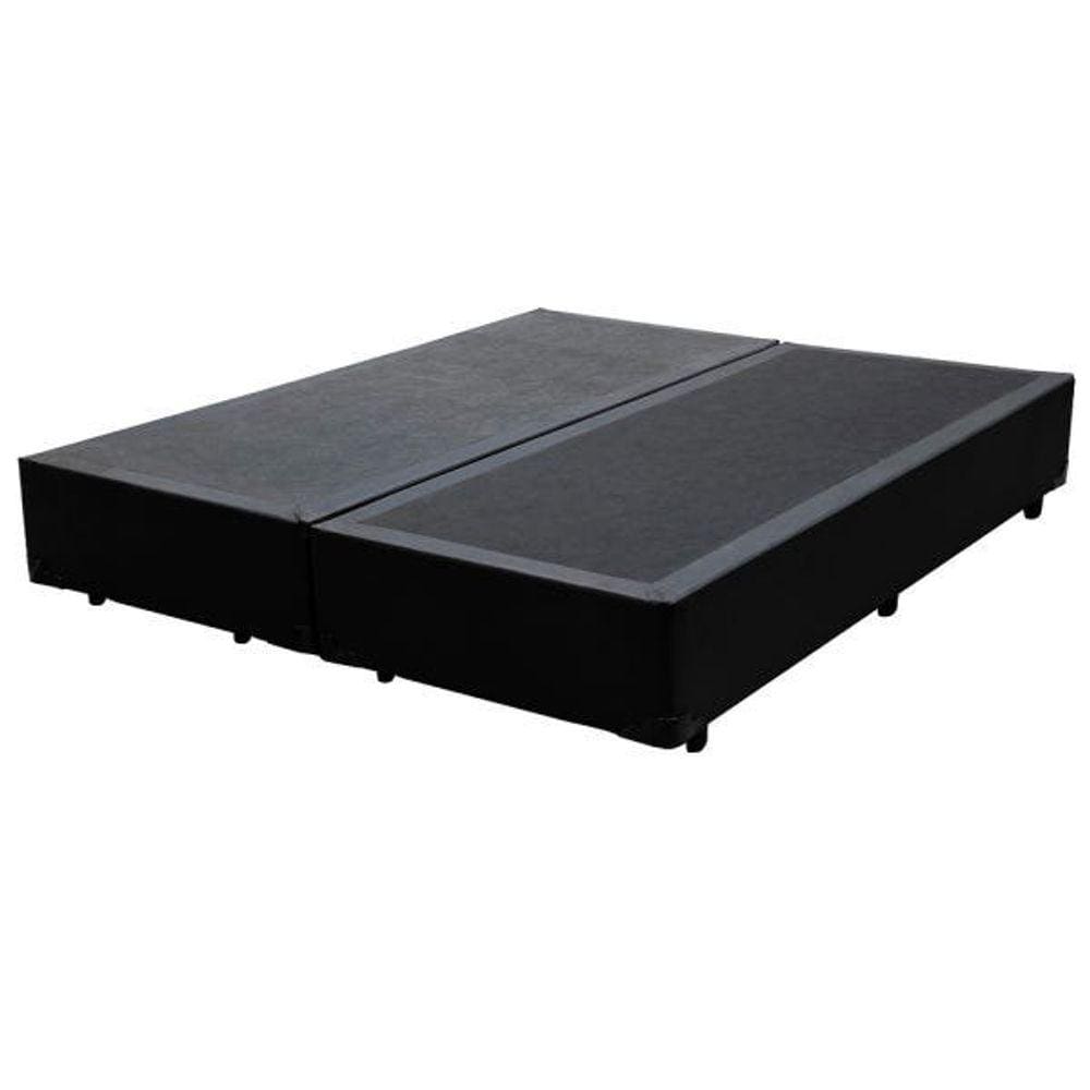 Base Box Casal Bipartido Sintético Preto - 30x138x188