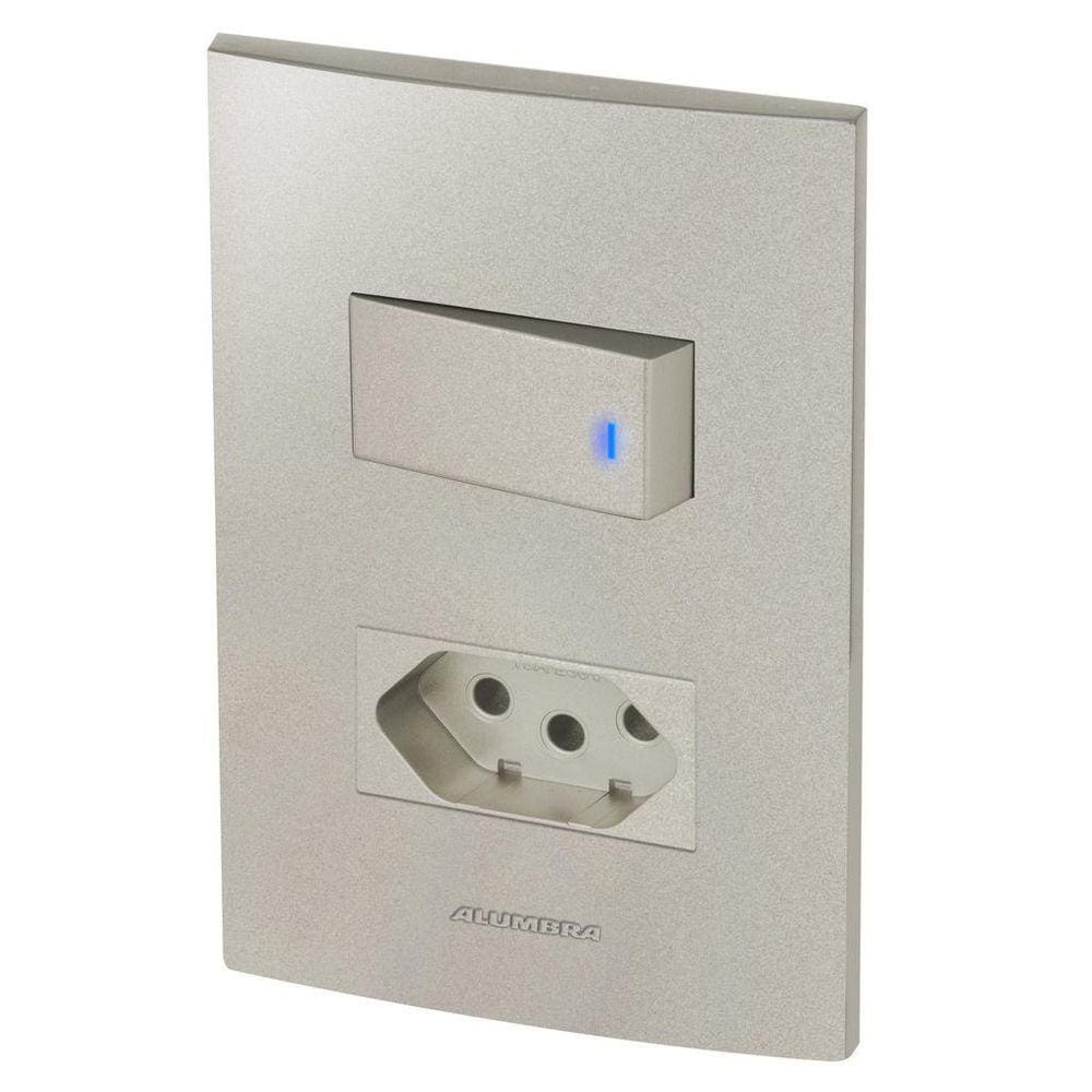 Conjunto 1 Interruptor Led + 1 Tomada 10A - Inova Titanium