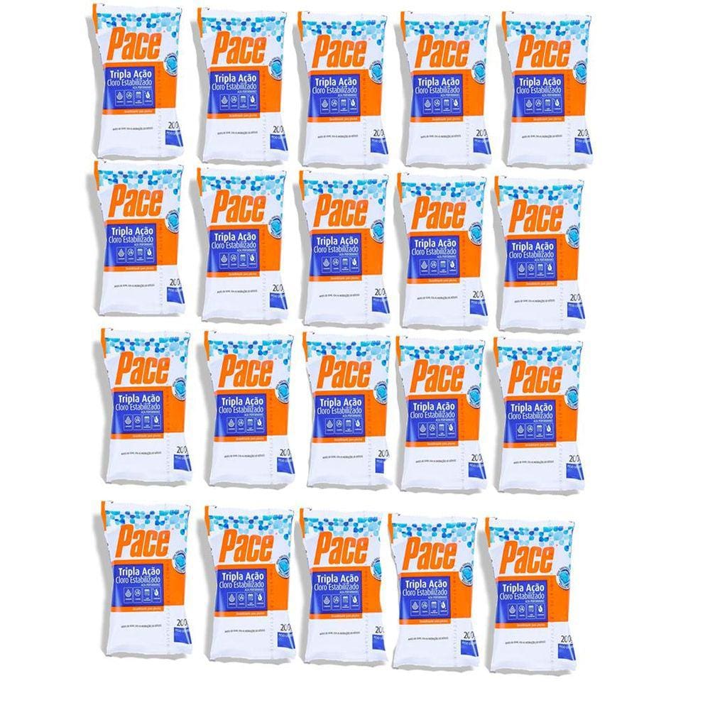 kit20 Pastilha de Cloro Pace Tripla Ação 200g HTH P/ Piscina