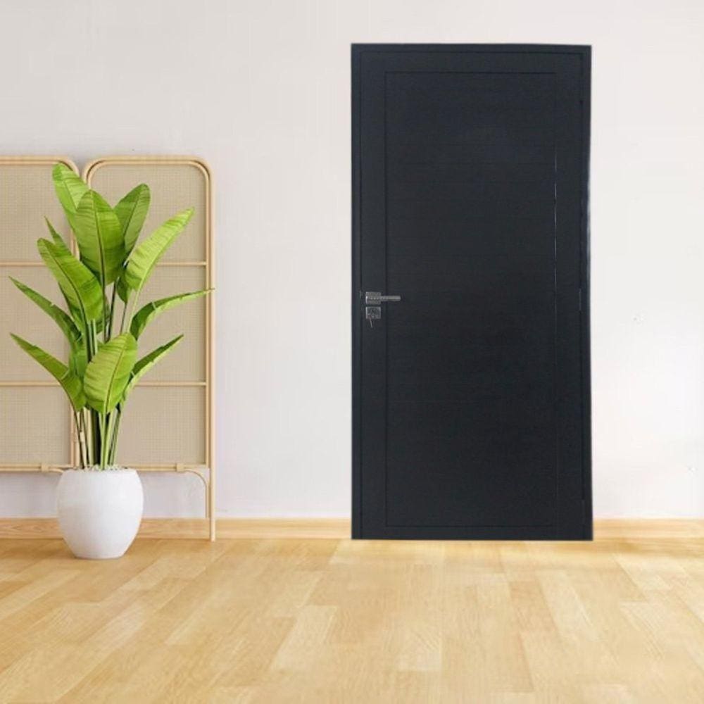 Porta Lambril de Alumínio 210 x 80cm com Maçaneta Premium Linha 30 Lado Esquerdo Preto