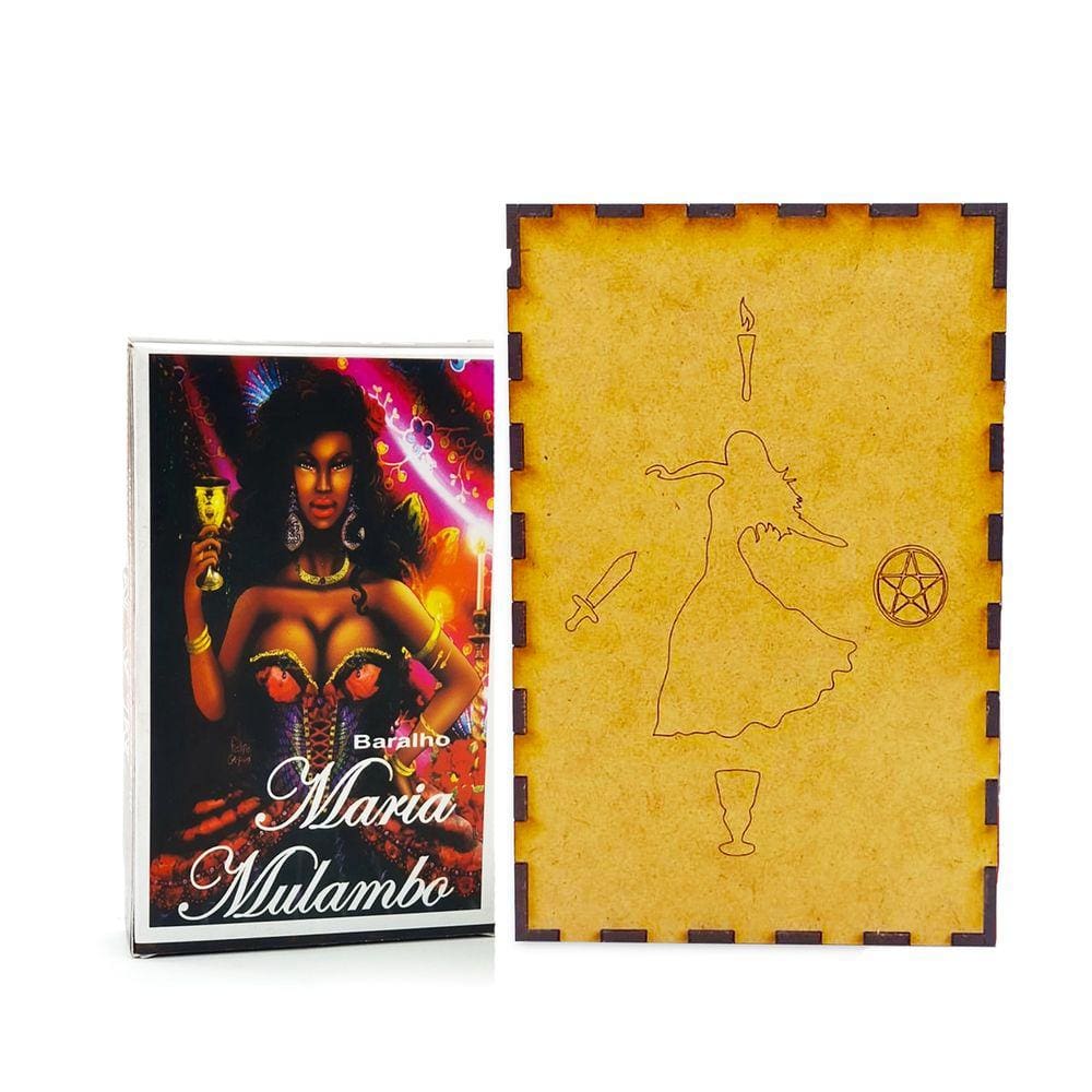 Kit Baralho Taro Maria Mulambo e Porta Tarô Caixa Madeira