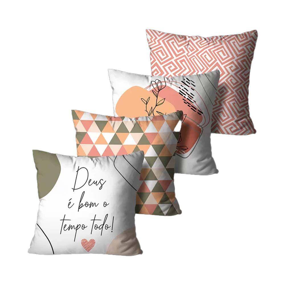 Kit 4 Capas de Almofadas Decorativas Frese Colorido 45x45cm