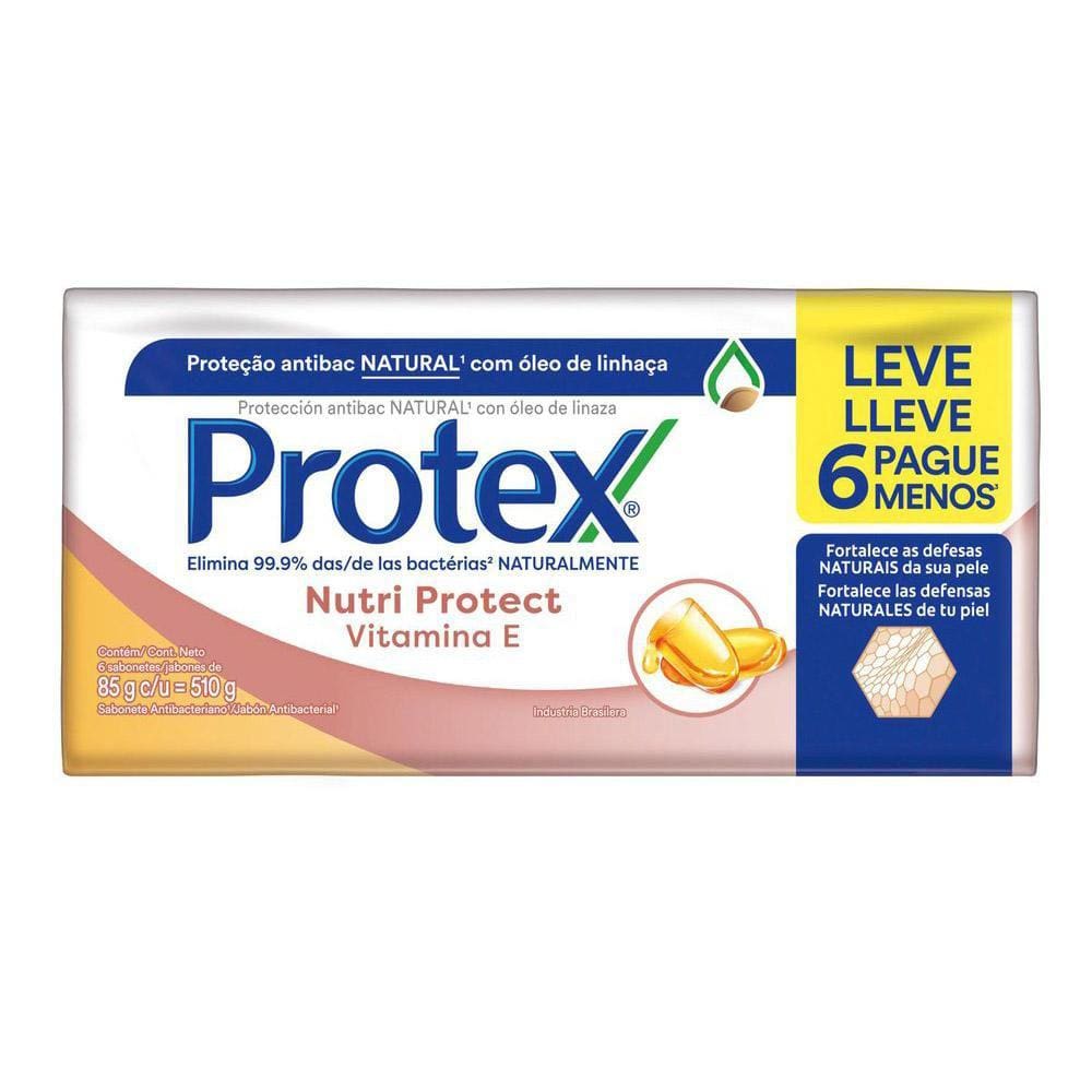 Sabonete Antibacteriano em Barra Protex Nutri Protect Vitamina E 85g Promo 6un c/ Desconto