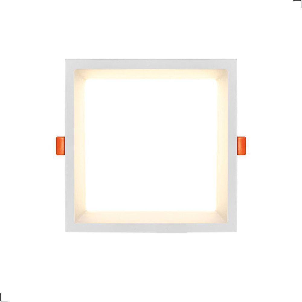 Painel De Embutir Led Recuado Branco 17,6X17,6 Quadrado 12W