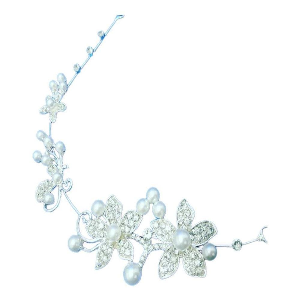 Tiara Enfeite Cabelo Noiva Dama Prata Strass Perola Barato