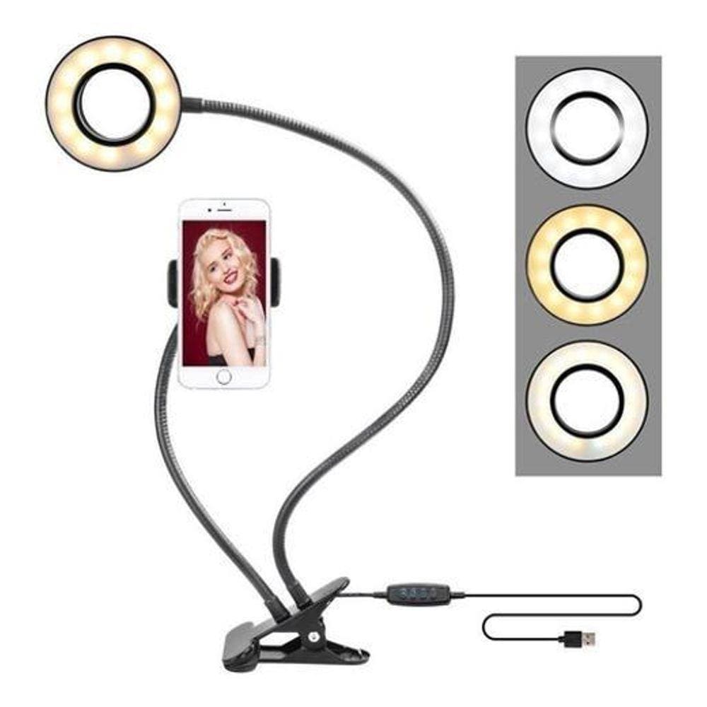 Ring Light + Suporte Celular Selfie Luminária Abajur