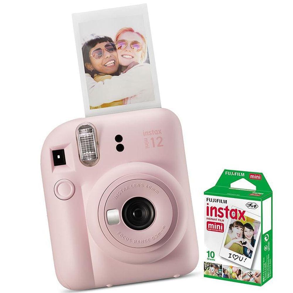Câmera Instax Mini 12 + Filme De 10 Poses - Rosa Gloss