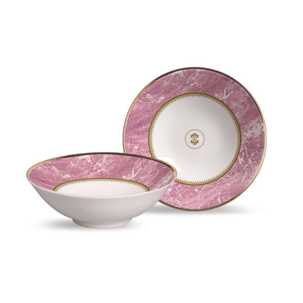 Conjunto 6 bowls decorados 300ml Marble Rosa