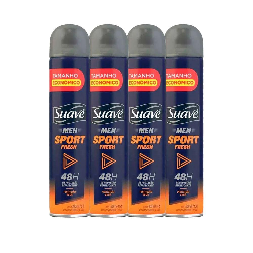 Kit Desodorante Aerosol Suave Men Sport Fresh 200ml - 4 Unidades